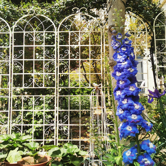 4 Pack Metal Garden Trellis 86.7' x 19.7' Rustproof Trellis for Climbing Plants Outdoor Flower Support Cream White