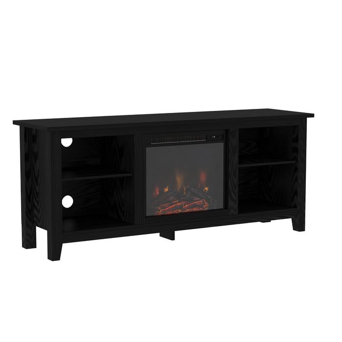 Classic Open-Storage Fireplace TV Stand for TVs up to 65 - Black