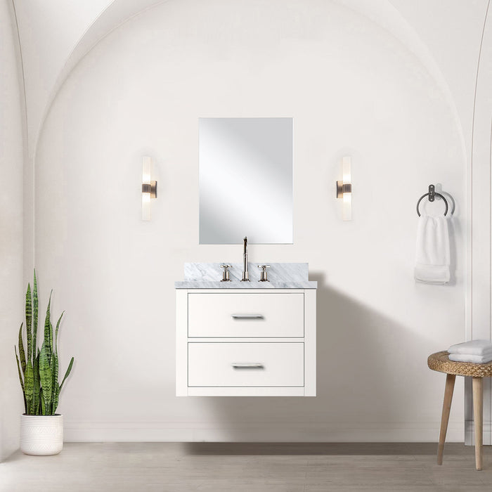 White Single Bath Vanity 24 in. W x 18 in. D, Acrylic Countertop and 18 in. Mirror