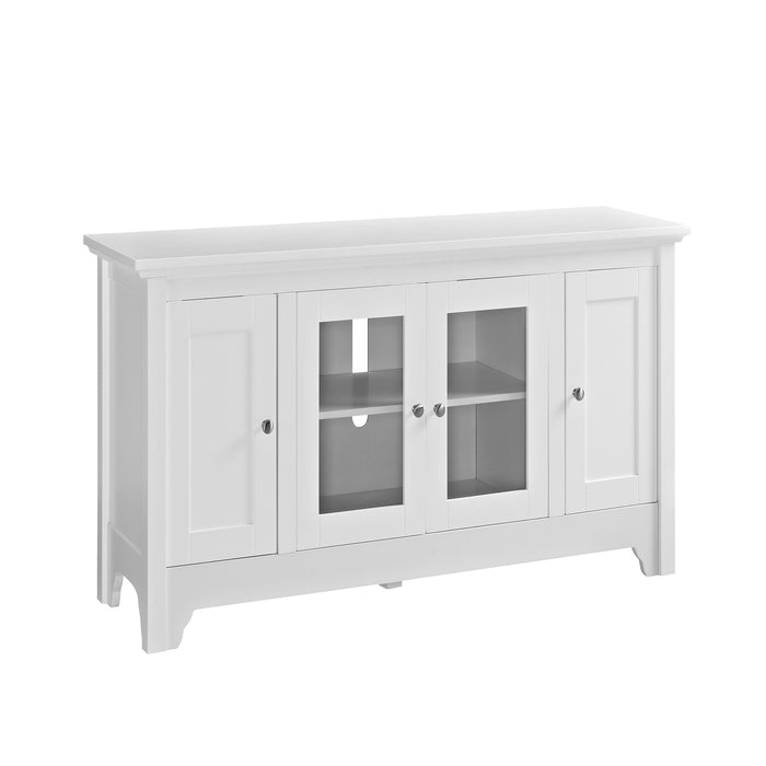 Wood Universal TV Stand Stand with Storage Cabinets for TVs up to 58 Inches, 52 Inch, White