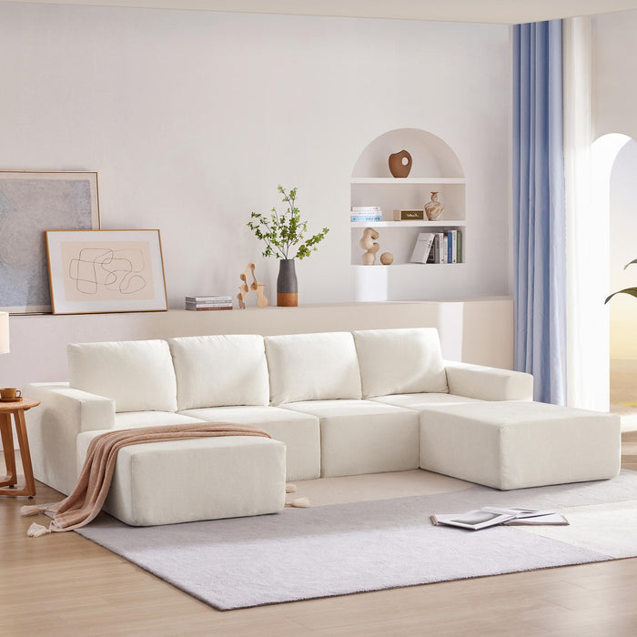 [VIDEO] 110*72' Modular U Shaped Sectional Sofa with Ottomans,Luxury Cloud Chenille Floor Couch with Deep Seat,No Assembly Required,Fully Compressed Upholstered Sofa for Living Room,Bedroom,3 Colors