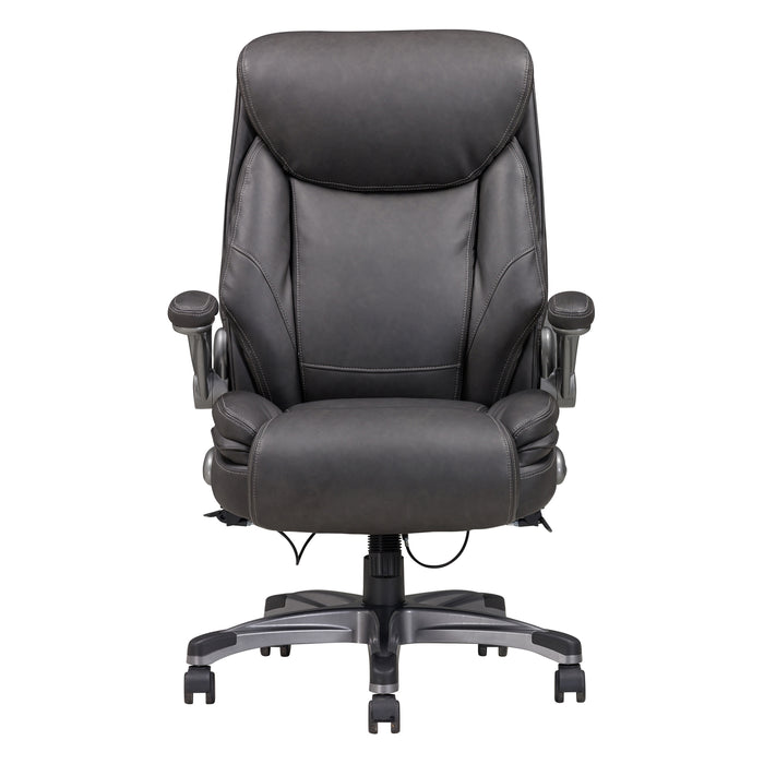 Modern Ergonomic Office Executive Chair, Adjustable Bonded Leather Armchair for Home Office Study, Grey