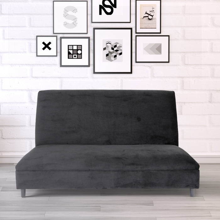 Black Velvet Seating Booth, Modern Armless Booth for Restaurant, Living Room, and Apartment with Solid Wood Frame