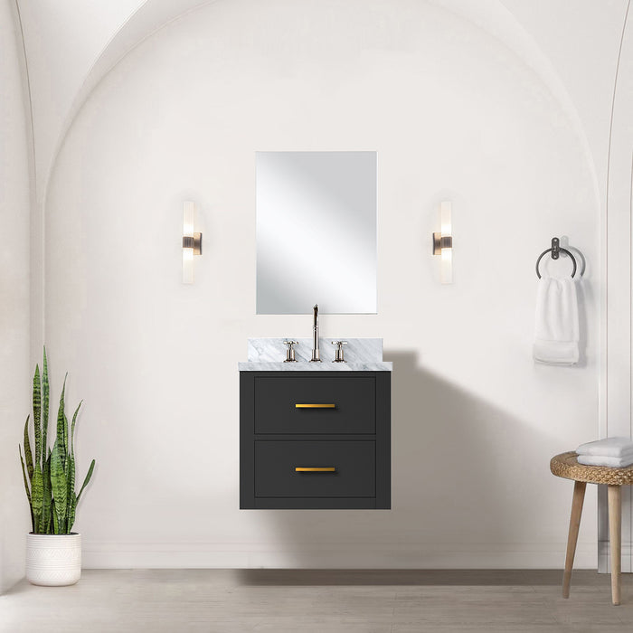 Black Single Bath Vanity 20 in. W x 18 in. D, Acrylic Countertop, 18 in. Mirror and Faucet Set