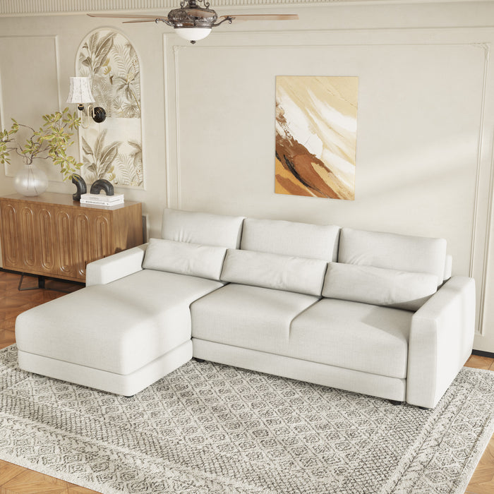U_STYLE L-shaped Modular Sectional Sofa with Removable Back Cushions and 3 Pillows, Suitable for Living rooms, Offices, and Apartments