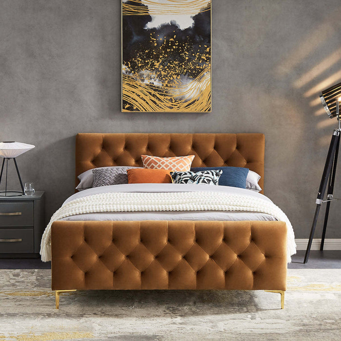 Bailey Brown Velvet Queen Bed