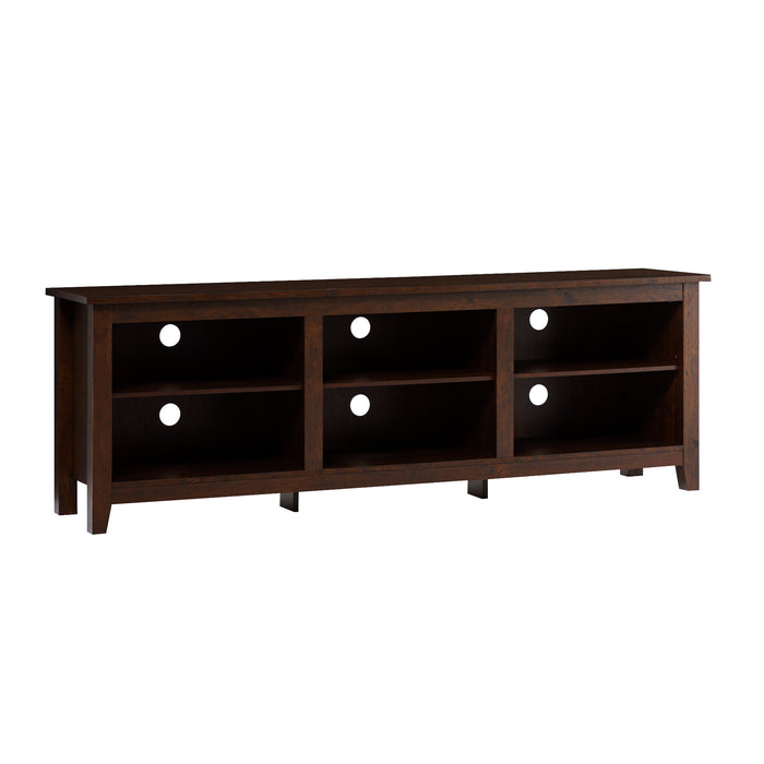 Modern Transitional 3-Shelf Open Storage 70' TV Stand for 80' TVs - Brown