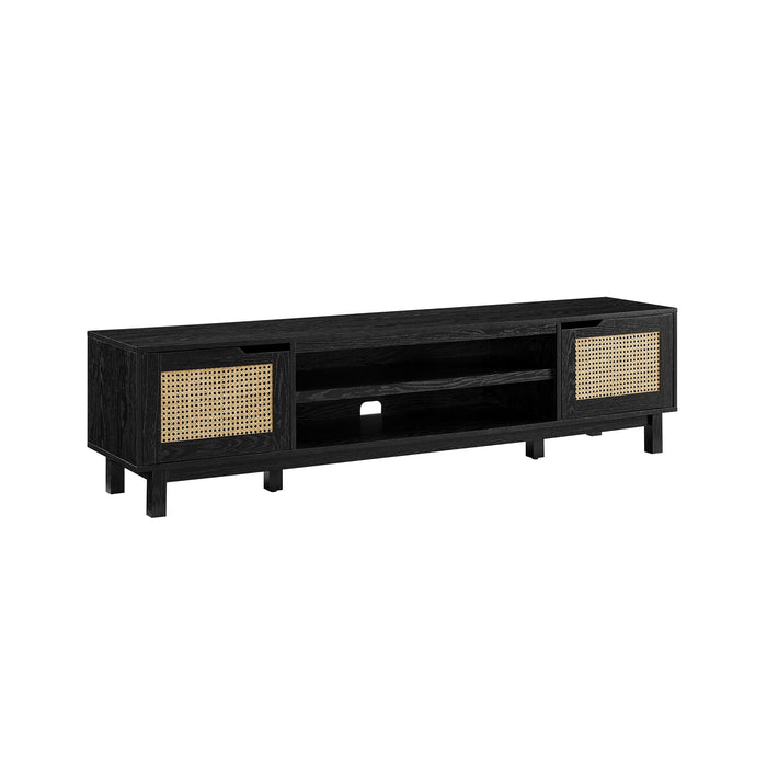 Nebulae Rattan-Door Low TV Stand with 2 Open Cubbies for TVs Up To 80 Inches by Walker Edison