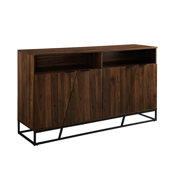 Contemporary Angled-Door Minimalist TV Stand for TVs up to 65 - Dark Walnut