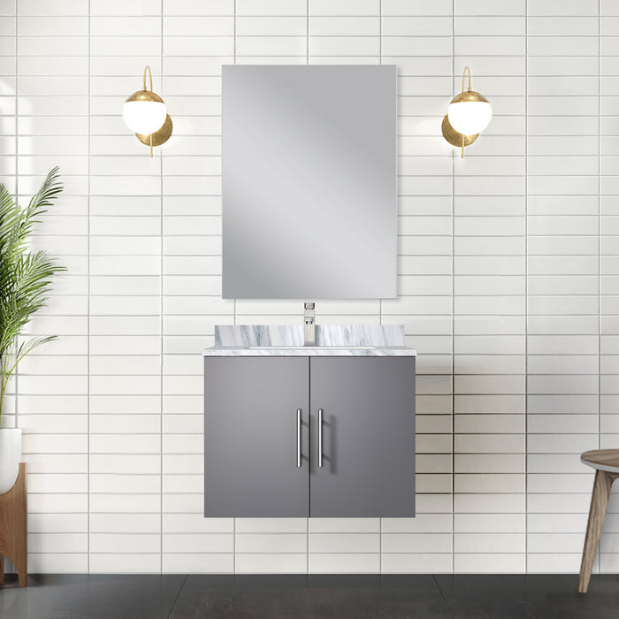 Dark Grey Single Bath Vanity 24 in. W x 22 in. D, Carrara Marble Countertop and 18 in. Mirror