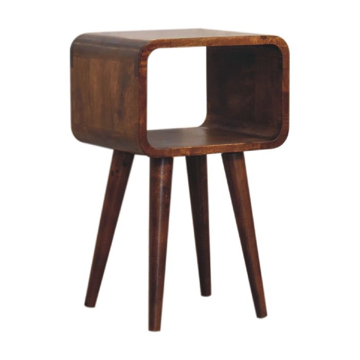 Solid Wood Mini Chestnut Curved Open Bedside