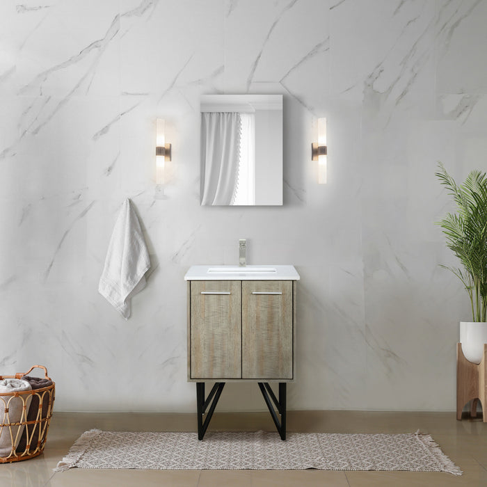 Rustic Acacia Bath Vanity 24 in. W x 20 in. D, Cultured Marble Top and 18 in. Mirror