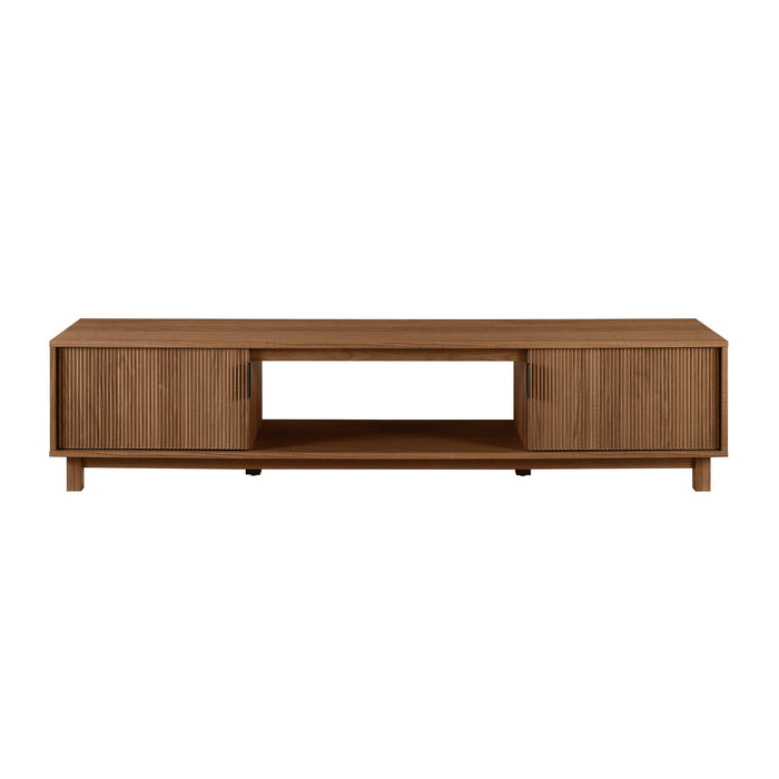 Modern Fluted-Door Minimalist TV Stand for TVs up to 80 inches – Mocha
