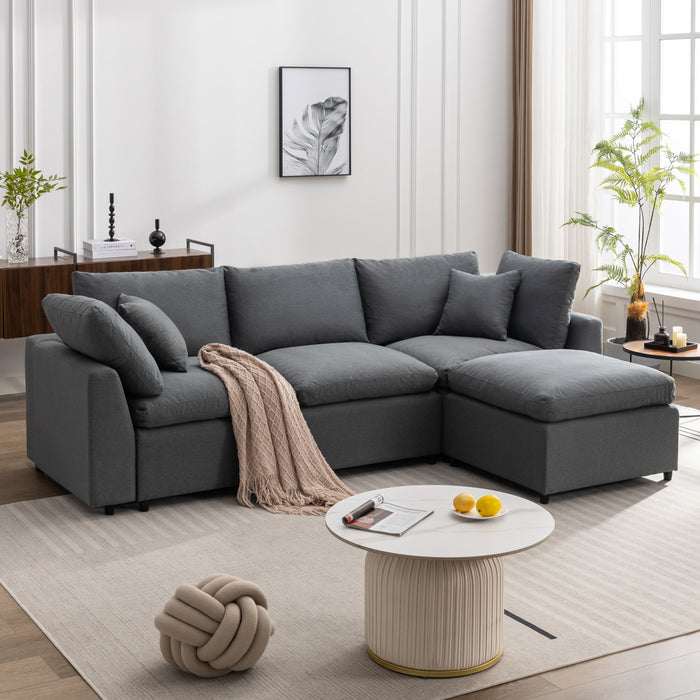 Down Filled Upholstery Convertible Sectional Sofa, L Shaped Couch with Reversible Chaise