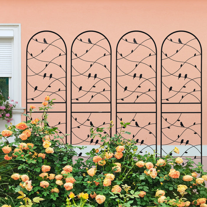 4 Pack Metal Garden Trellis 71' x 19.7' Rustproof Trellis for Climbing Plants Outdoor Flower Support Bird Deco Black