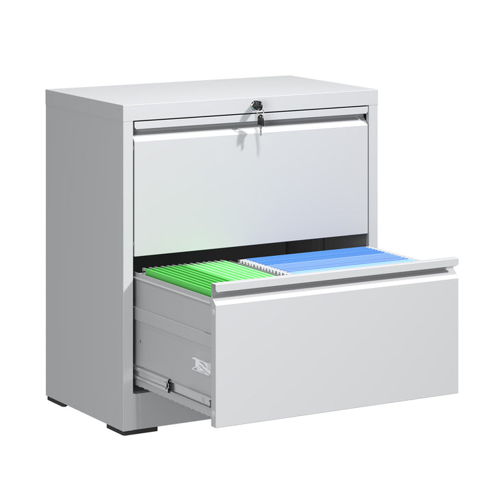 2 Drawer Lateral File Cabinet with Lock, Metal Lateral Filing Cabinet for Home Office, Steel Wide Horizontal Filing Cabinets for Letter/Legal/A4/F4 Hanging Files (White)