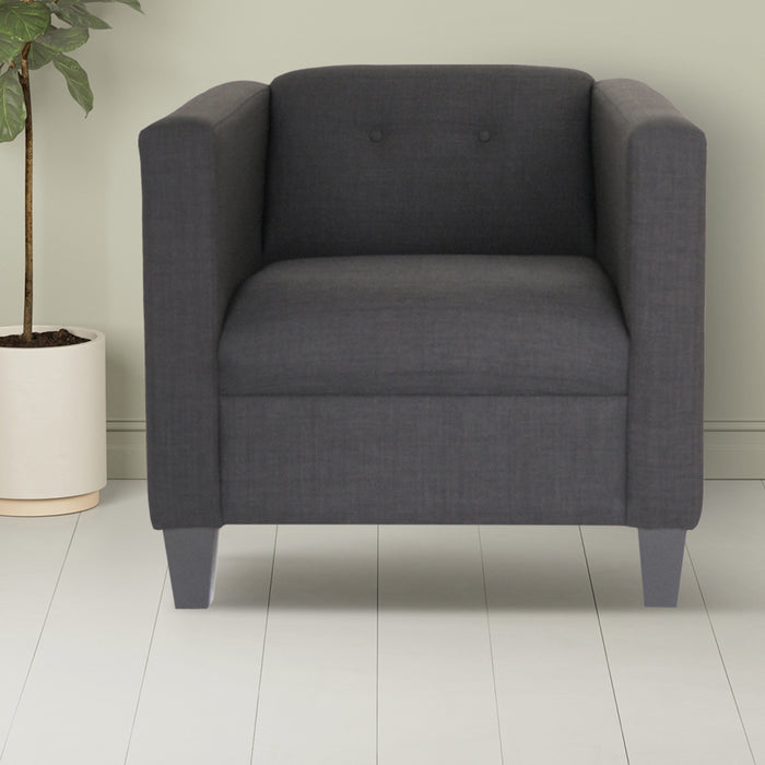 Calypso Bennett Black Sofa Chair, Modern Sofa Chair for Living Room, Bedroom, Office and Apartment with Solid Wood Frame (Polyester Nylon)